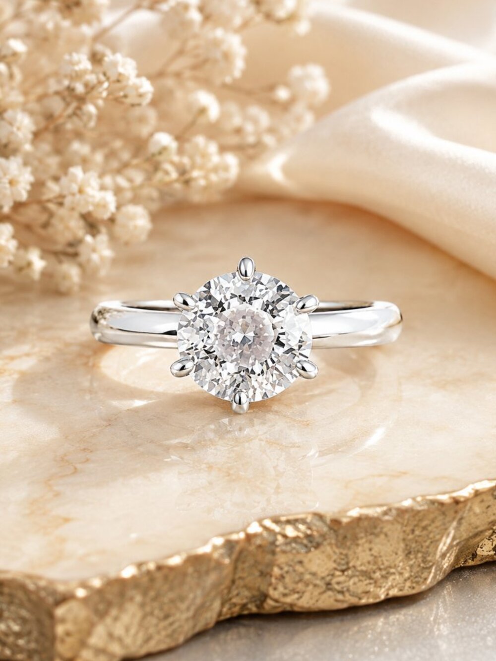 DIAMONIQUE® by QVC | 2.00ct 100-Facet Solitaire Ring | Epiphany® Platinum Clad®